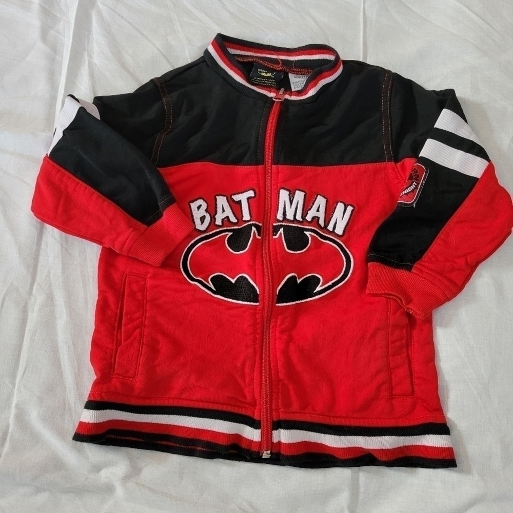 Warner Bros VTG Batman The Dark Knight red and black zip up sweatshirt 3T